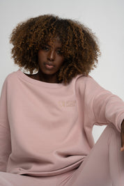 BLUZA OVERSIZE Z SZEROKIM DEKOLTEM JANORÓŻOWA  - MULL