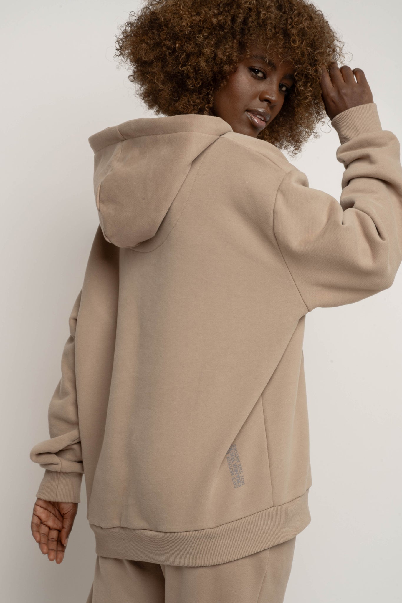 LIGHT BROWN HOODIE - MOHELI RECYCLED