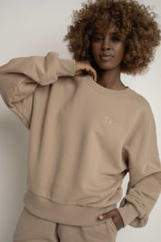 BLUZA TYPU CREWNECK JASNOBRĄZOWA - OZARK