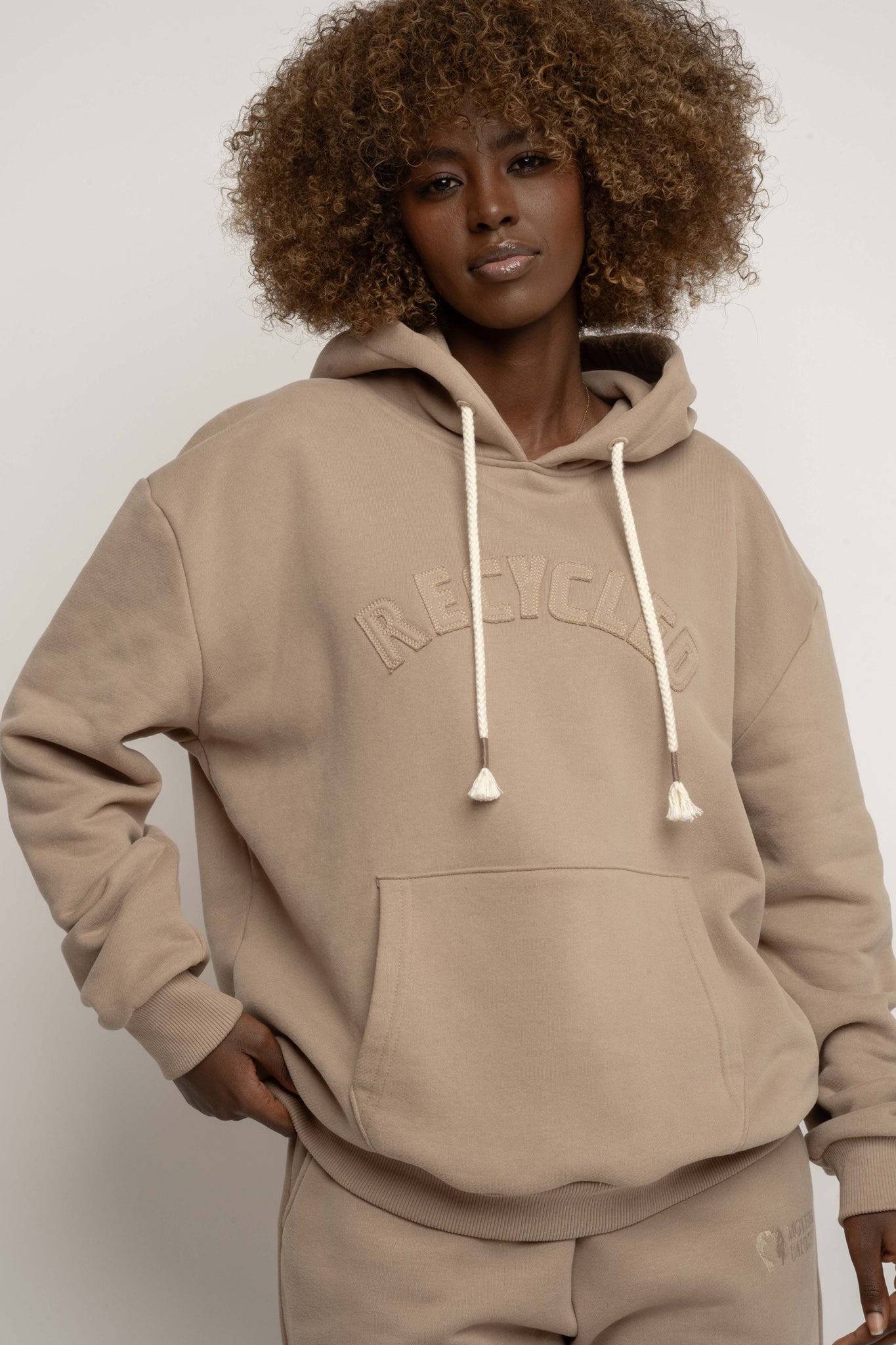 LIGHT BROWN HOODIE - MOHELI RECYCLED