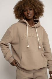 LIGHT BROWN HOODIE - MOHELI RECYCLED