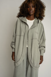 BLUZA Z EFEKTEM WASHED OLIWKOWA - LUND