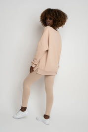 BLUZA OVERSIZE Z SZEROKIM DEKOLTEM 2nd DROP BEŻOWA - MULL