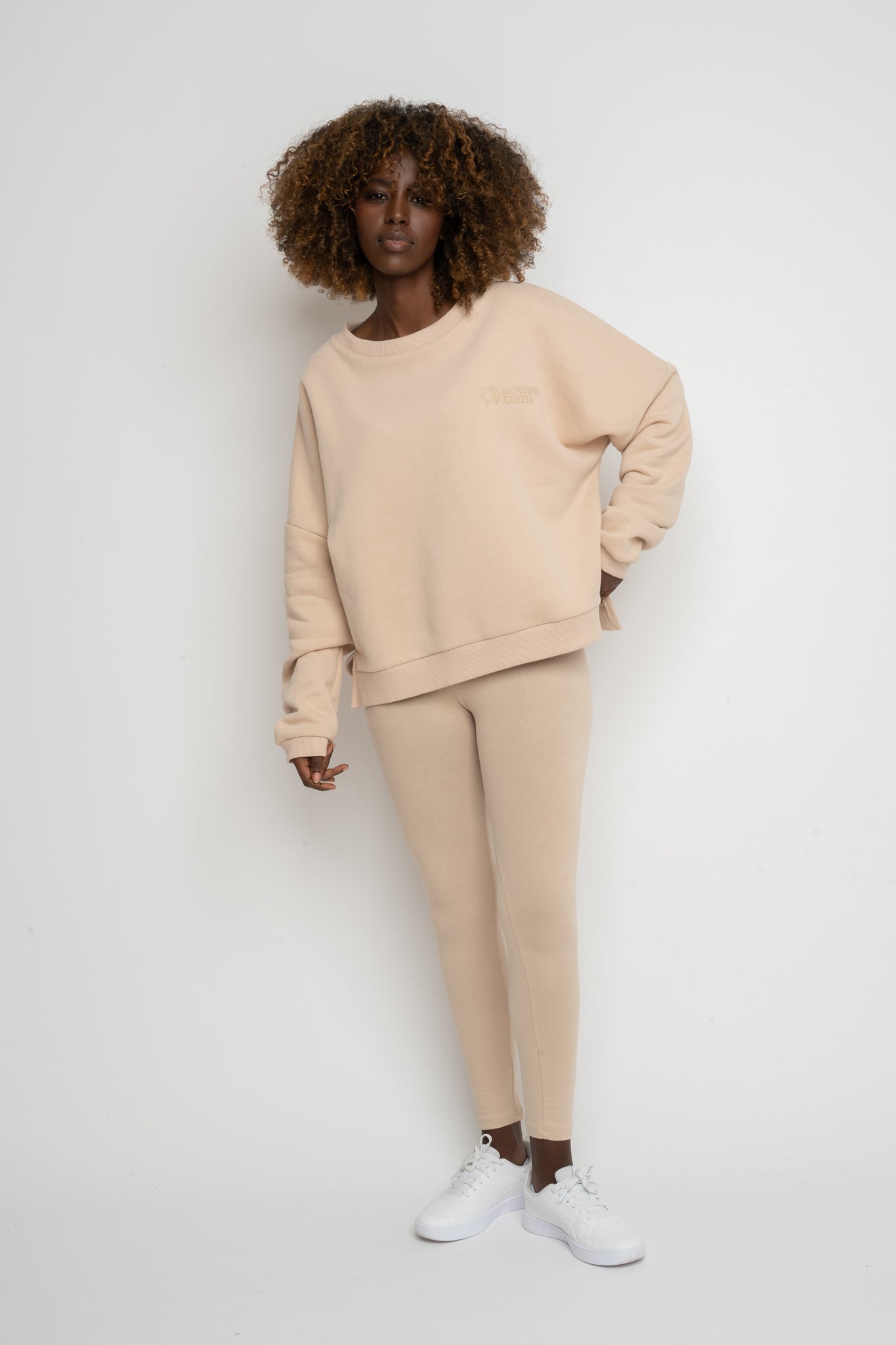 REGULAR FIT SWEATSHIRT WITH LONG BACK BEIGE - COOK