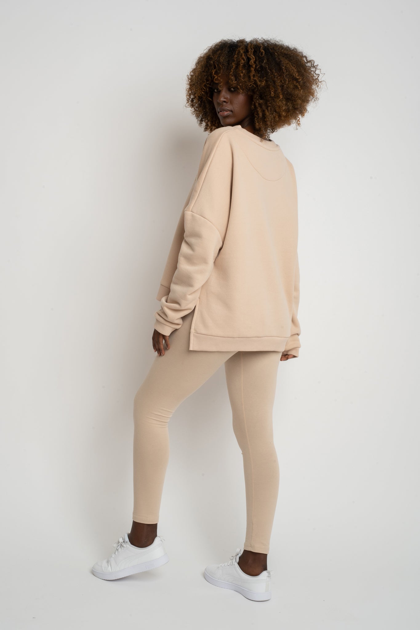 REGULAR FIT SWEATSHIRT WITH LONG BACK BEIGE - COOK