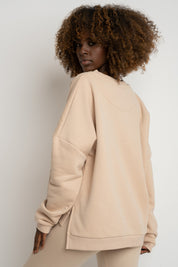 REGULAR FIT SWEATSHIRT WITH LONG BACK BEIGE - COOK