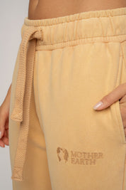 SPODNIE DRESOWE TYPU JOGGER Z EFEKTEM WASHED MUSZTARDOWE - ODENSE