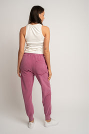 SPODNIE DRESOWE TYPU JOGGER Z EFEKTEM WASHED RÓŻOWE - ODENSE
