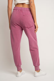 SPODNIE DRESOWE TYPU JOGGER Z EFEKTEM WASHED RÓŻOWE - ODENSE