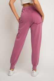 SPODNIE DRESOWE TYPU JOGGER Z EFEKTEM WASHED RÓŻOWE - ODENSE