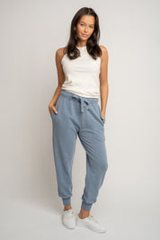 SPODNIE DRESOWE TYPU JOGGER Z EFEKTEM WASHED NIEBIESKIE - ODENSE