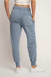 SPODNIE DRESOWE TYPU JOGGER Z EFEKTEM WASHED NIEBIESKIE - ODENSE
