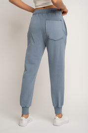 SPODNIE DRESOWE TYPU JOGGER Z EFEKTEM WASHED NIEBIESKIE - ODENSE