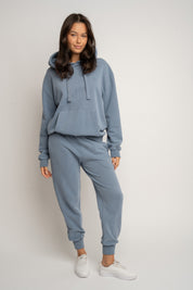 SPODNIE DRESOWE TYPU JOGGER Z EFEKTEM WASHED NIEBIESKIE - ODENSE