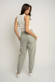 WASHED EFFECT OLIVE SWEATPANTS - ODENSE