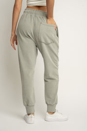 WASHED EFFECT OLIVE SWEATPANTS - ODENSE