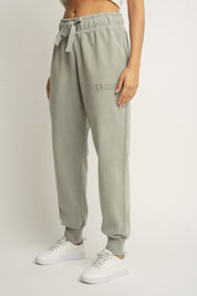 WASHED EFFECT OLIVE SWEATPANTS - ODENSE