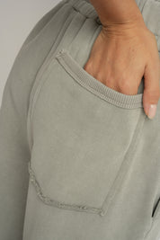 WASHED EFFECT OLIVE SWEATPANTS - ODENSE