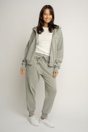 WASHED EFFECT OLIVE SWEATPANTS - ODENSE