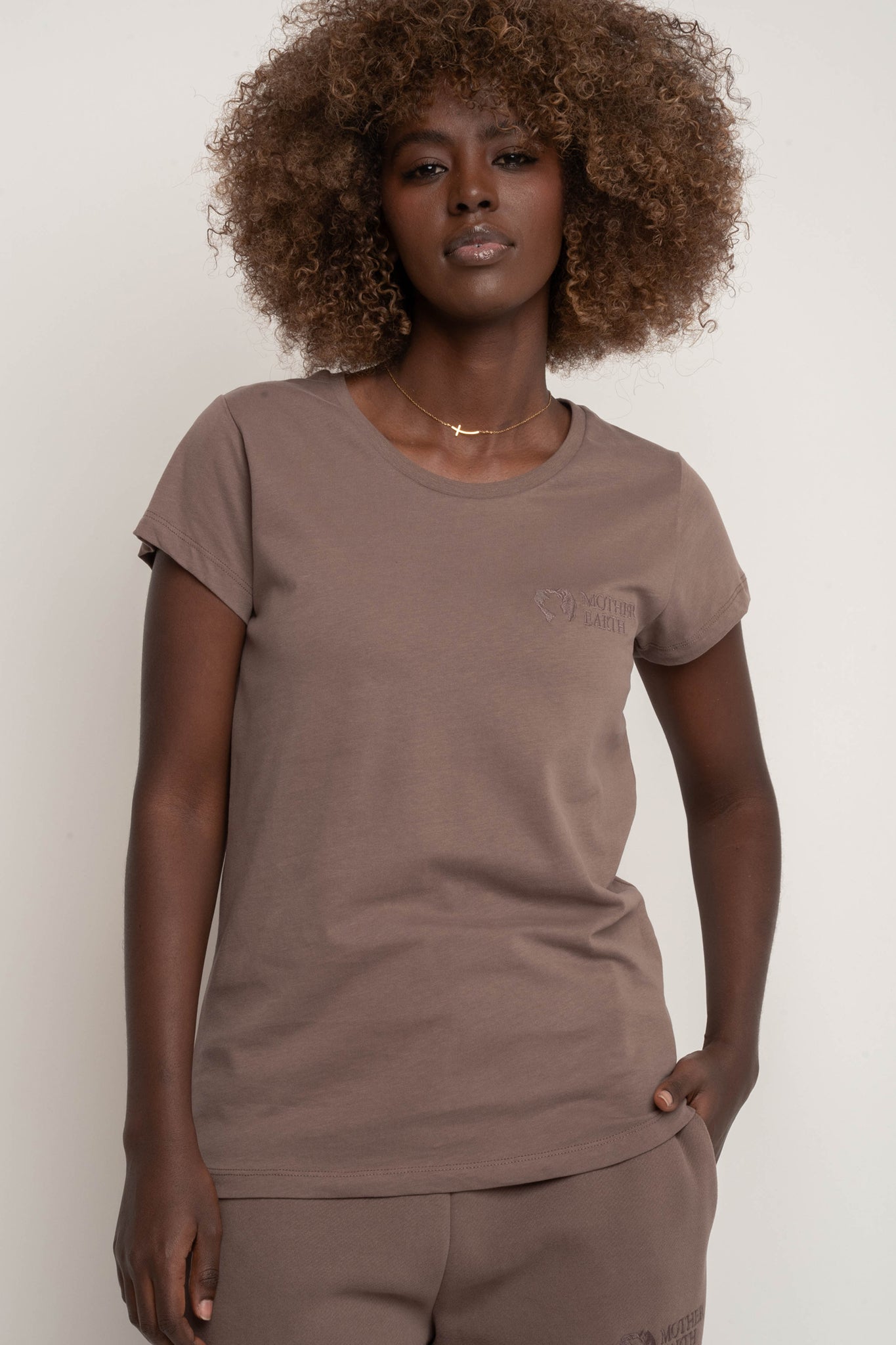 WOMEN'S T-SHIRT CAPPUCCINO - SALINA