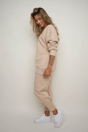 OVERSIZE BEIGE NECKLINE SWEATSHIRT - BISCOE