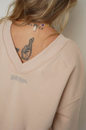 OVERSIZE BEIGE NECKLINE SWEATSHIRT - BISCOE