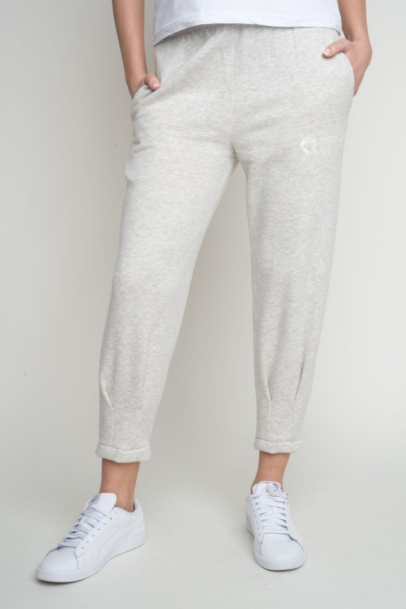 LIGHT GREY MELANGE TAPERED TRACKSUITS - ANACAPA