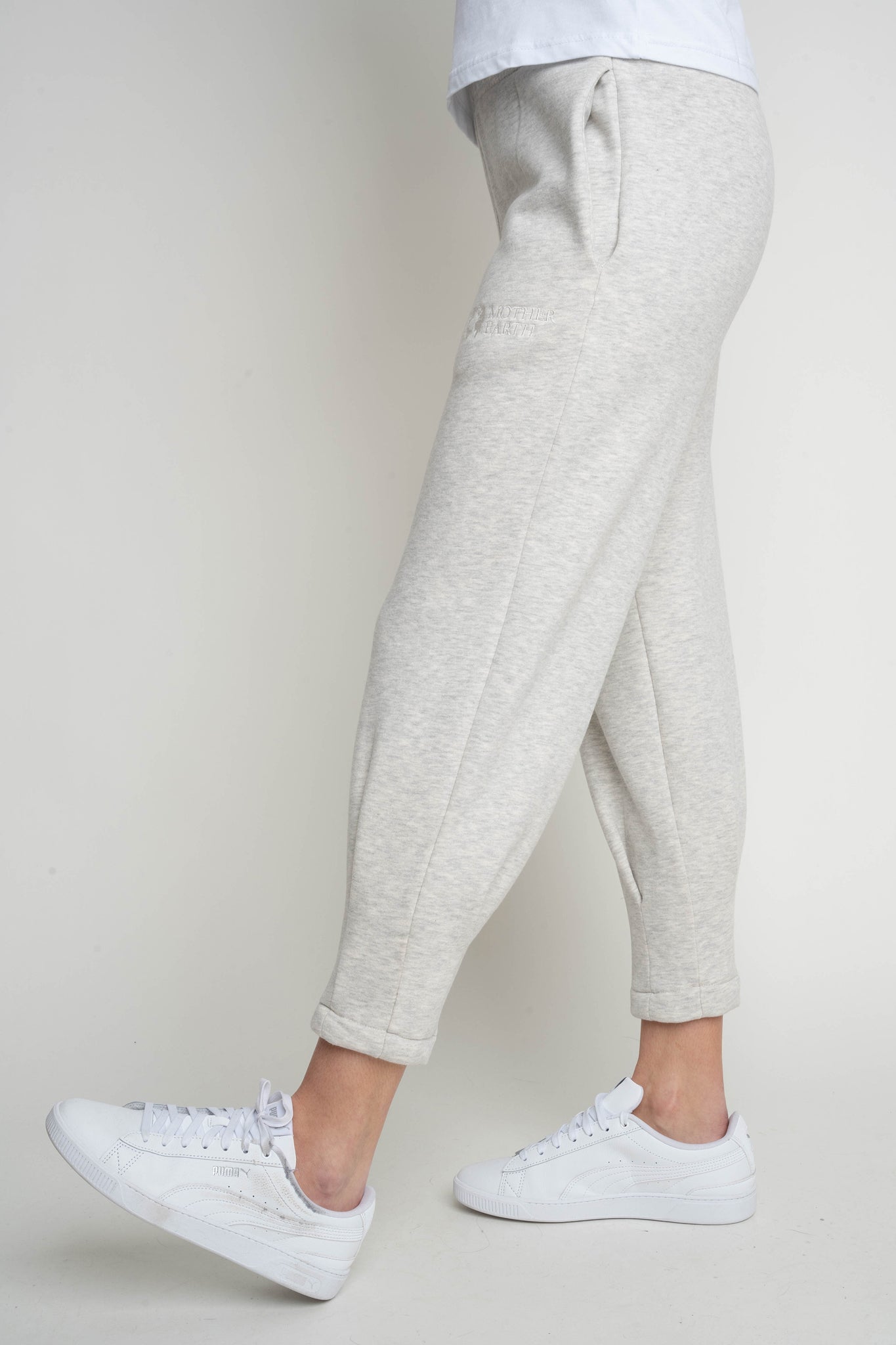 LIGHT GREY MELANGE TAPERED TRACKSUITS - ANACAPA