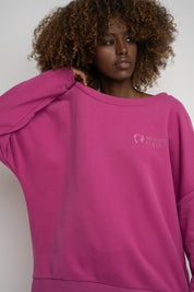 BLUZA OVERSIZE Z SZEROKIM DEKOLTEM RÓŻOWA  - MULL