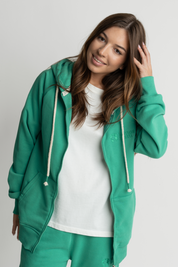 GREEN ZIPPER WITH HOOD - ARINA