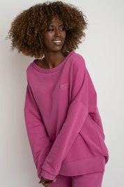 BLUZA OVERSIZE Z SZEROKIM DEKOLTEM 2nd DROP RÓŻOWA - MULL