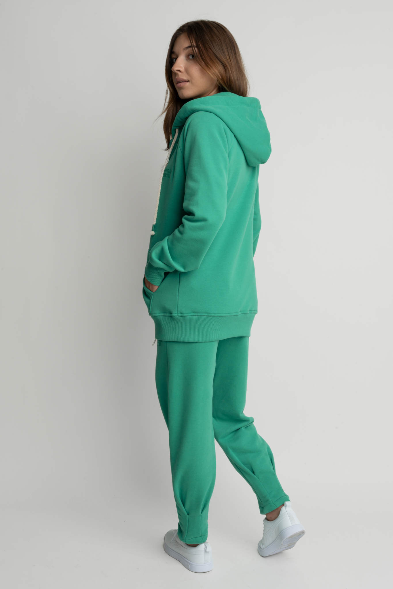 GREEN ZIPPER WITH HOOD - ARINA