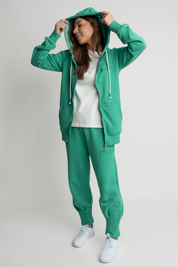 GREEN ZIPPER WITH HOOD - ARINA