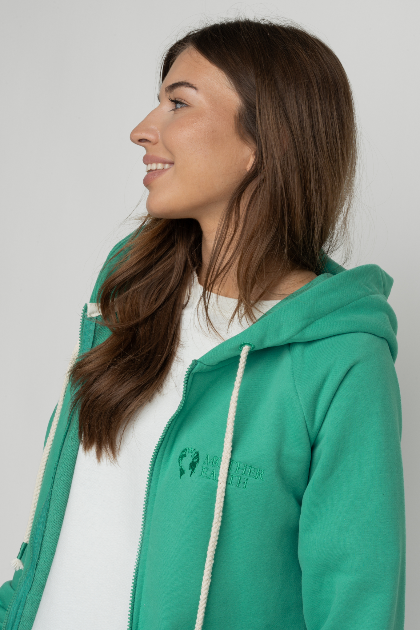 GREEN ZIPPER WITH HOOD - ARINA