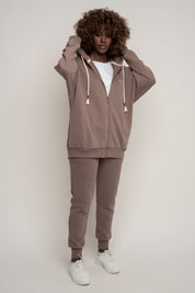 BLUZA Z KAPTUREM ROZPINANA CAPPUCCINO - NIKO