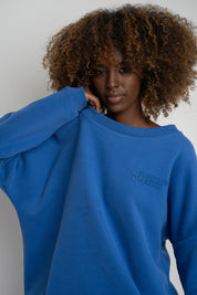 BLUZA OVERSIZE Z SZEROKIM DEKOLTEM CHABROWY  - MULL