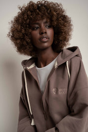 BLUZA Z KAPTUREM ROZPINANA CAPPUCCINO - NIKO