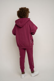 BLUZA Z KAPTUREM ROZPINANA BURGUNDOWA - NIKO