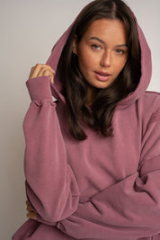 OVERSIZED WASHED EFFECT HOODIE MUSTARD - OSLO