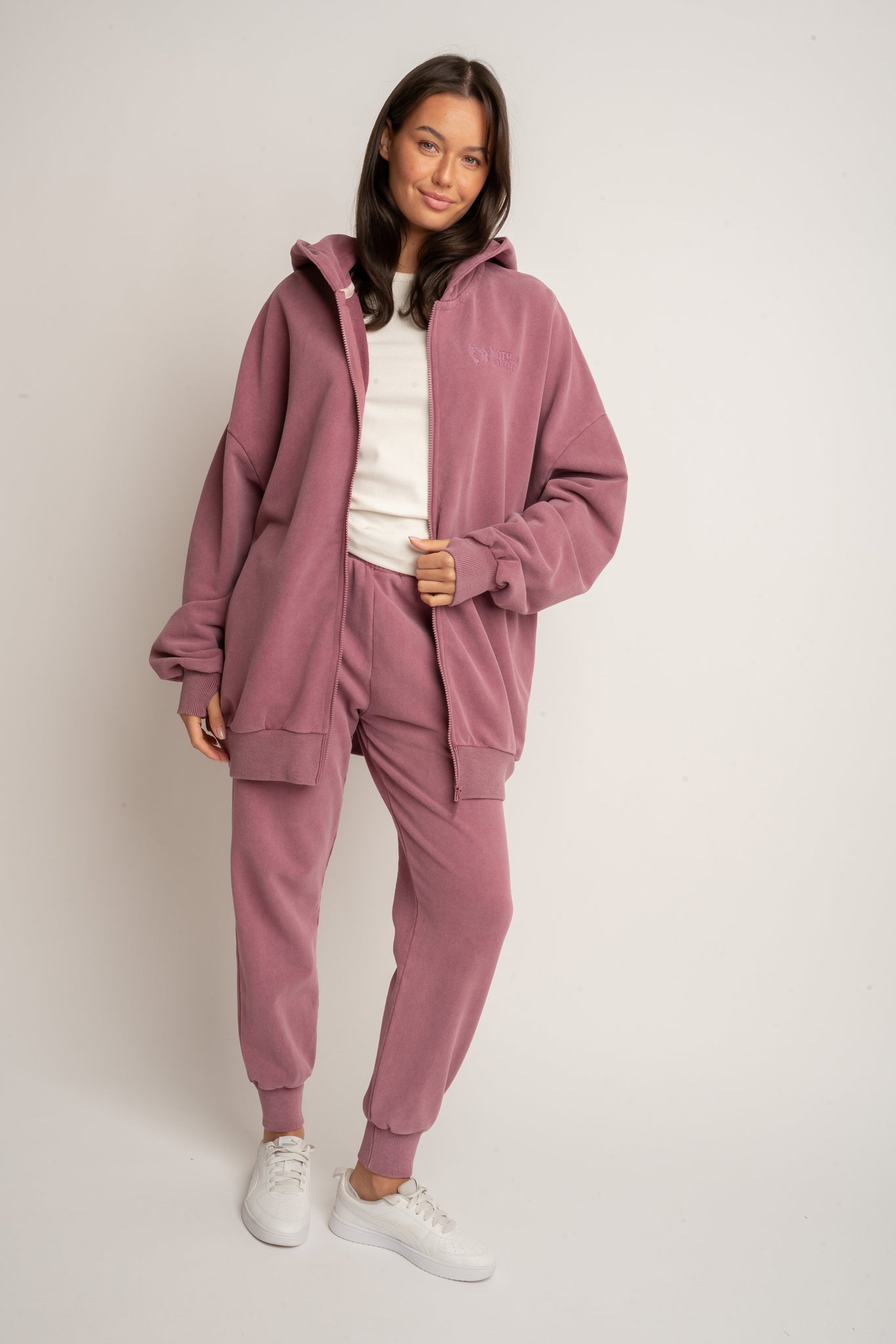 BLUZA Z KAPTUREM Z EFEKTEM WASHED ZGASZONY BURGUND - SKAGEN