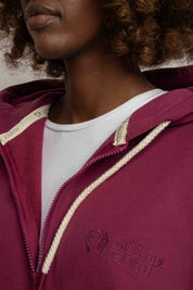 BLUZA Z KAPTUREM ROZPINANA BURGUNDOWA - NIKO