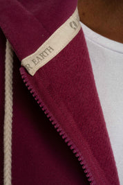 BLUZA Z KAPTUREM ROZPINANA BURGUNDOWA - NIKO