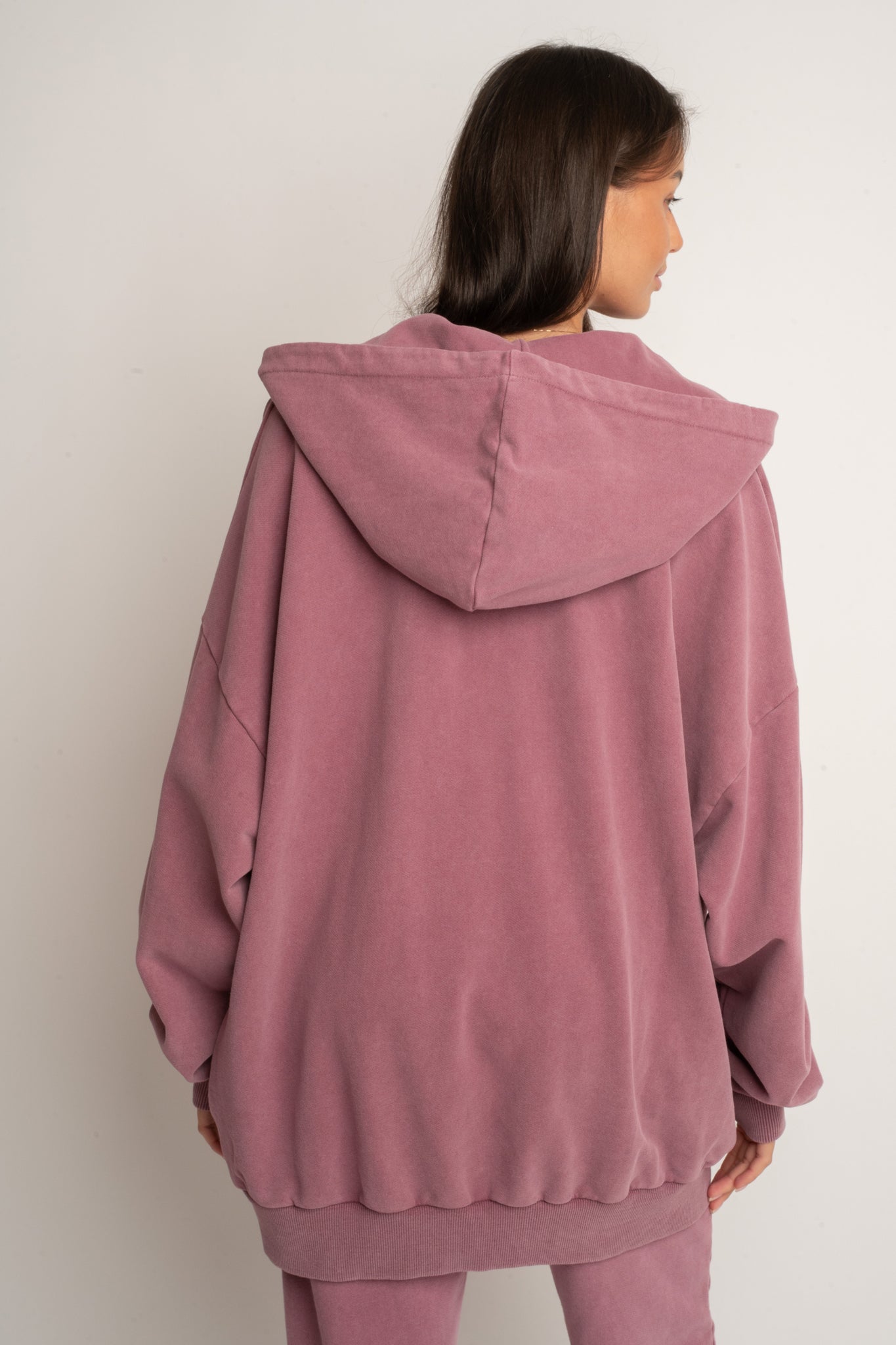 BLUZA Z KAPTUREM Z EFEKTEM WASHED ZGASZONY BURGUND - SKAGEN