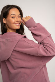 BLUZA Z KAPTUREM Z EFEKTEM WASHED ZGASZONY BURGUND - SKAGEN