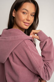 BLUZA Z KAPTUREM Z EFEKTEM WASHED ZGASZONY BURGUND - SKAGEN