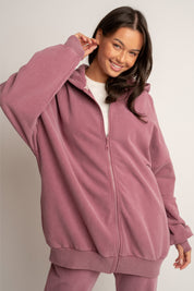 BLUZA Z KAPTUREM Z EFEKTEM WASHED ZGASZONY BURGUND - SKAGEN