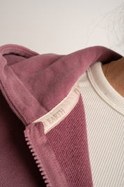 BLUZA Z KAPTUREM Z EFEKTEM WASHED ZGASZONY BURGUND - SKAGEN
