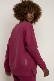 BLUZA OVERSIZE Z SZEROKIM DEKOLTEM BURGUNDOWA - MULL