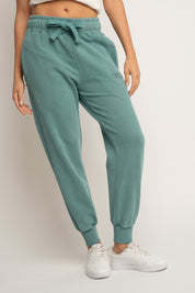 SPODNIE DRESOWE TYPU JOGGER Z EFEKTEM WASHED MORSKIE - ODENSE