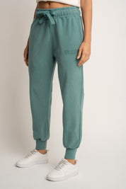 SPODNIE DRESOWE TYPU JOGGER Z EFEKTEM WASHED MORSKIE - ODENSE